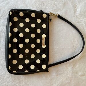 Kate Spade Black & White Polka Dot Patent Leather Wristlet